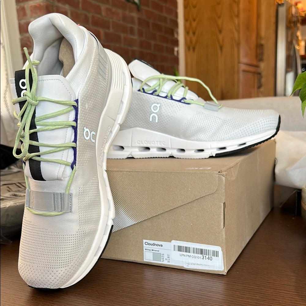 ON Cloudnova Sneakers in White and Green